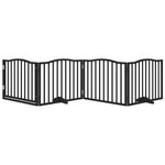 Dog Gate with Door Foldable 4 Panels Black 320 cm Poplar Wood 352225