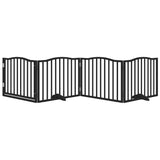 Dog Gate with Door Foldable 4 Panels Black 320 cm Poplar Wood 352225