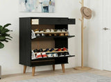 Shoe Cabinet MOLDE 59.5 x 35 x 103 cm Solid Pine Wood Black 42020941