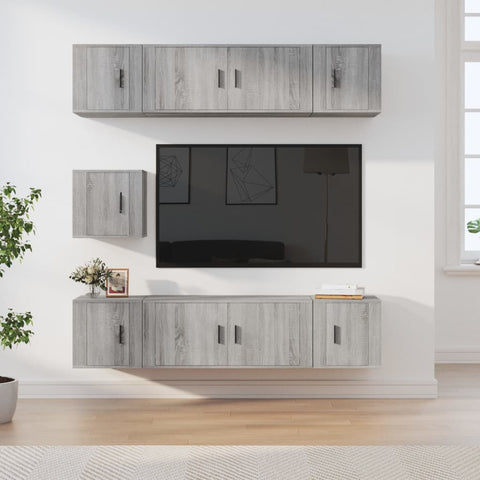 7 Piece TV Cabinet Set Grey Sonoma Engineered Wood 3188668
