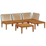 5 pcs Solid Acacia Wood & Rope Natural 3407764
