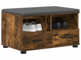 Hall Bench with Cushion with Drawer Smoked Oak 60 x 38 x 46 cm 891452