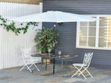 Garden Dining Table Glass Top Metal Frame with Parasol Hole Outdoor Balcony Grey 120L x 80Wcm T3398P314110