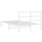 Metal Bed Frame without Mattress with Headboard White 120x190cm 355411