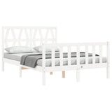 Bed Frame without Mattress White Small Double Solid Wood Pine 3192462