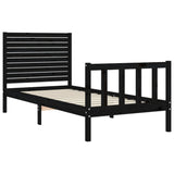 Bed Frame without Mattress Black Small Single Solid Wood Pine 3193170