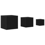 ZNTS 3 Piece Stackable Side Table Set Black Oak Engineered Wood 862676