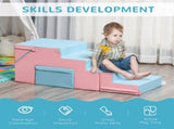 2-piece Soft Play Set, Baby Foam Climber Block for Toddler 1-3 Years, Pink Blue T3398P348560