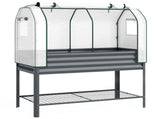 Galvanised Raised Planter with Greenhouse Cover, Metal Raised Garden Bed on Legs with Bed Liner and T3398P555111