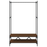 Clothes Rack with Shelves Brown Oak Engineered Wood 834204