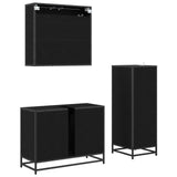 Bathroom Furniture Set 3 pcs Black Oak Engineered Wood 3402419