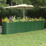 ZNTS Garden Raised Bed Powder-coated Steel 332x40x68 cm Green 318908