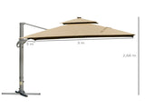 3 x 3 Aluminium Sun Square Canopy Top w/ Adjustable Pole Angle Khaki T3398P313646