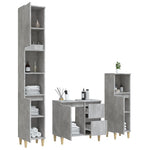 ZNTS 3 Piece Bathroom Cabinet Set Concrete Grey Engineered Wood 3185539