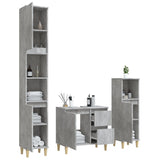 ZNTS 3 Piece Bathroom Cabinet Set Concrete Grey Engineered Wood 3185539