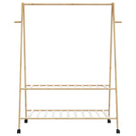 ZNTS Clothes Rack with Shelves and Wheels 132x45.5x155.5 cm Bamboo 4008911