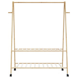 ZNTS Clothes Rack with Shelves and Wheels 132x45.5x155.5 cm Bamboo 4008911