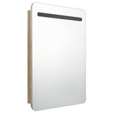 326507 LED Bathroom Mirror Cabinet Oak 60x11x80 cm