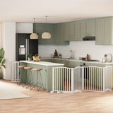 Dog Gate with Door Foldable 10 Panels White 800 cm Poplar Wood 3155623