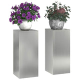 Plant Stand 2 pcs Silver 24 x 24 x 55 cm Galvanised steel 865818