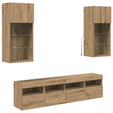 TV Wall Units with LED Artisan Oak Engineered Wood 3402981