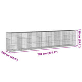 Gabion Basket with Cover 700x100x150 cm Galvanised Iron 3295219