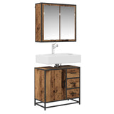Bathroom Furniture Set with Door 2 pcs Old Wood Engineered Wood 3402459