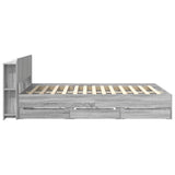 Bed Frame with Storage Grey Sonoma 140 x 200 cm Engineered Wood 3433963