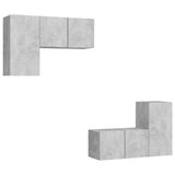 4 Piece TV Cabinet Set Concrete Grey Engineered Wood 3079108