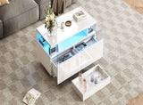 High Gloss Table with 2 drawer, LED lights, pull-out tray, Centre Table, Sofa Side Table, N605P388084W