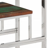 Console Table Silver Stainless Steel and Solid Wood Reclaimed 350016