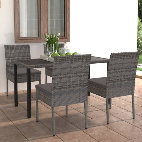 ZNTS 5 Piece Outdoor Dining Set with Cushions Poly Rattan Grey 3100403