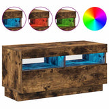 TV Cabinet with LED Lights Smoked Oak 80x35x40 cm 815723