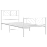 Metal Bed Frame without Mattress with Footboard White 75x190cm 372236