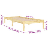 810007 Bed Frame without Mattress Solid Wood 100x200 cm