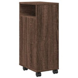 Narrow Bathroom Cabinet with Wheels Brown Oak Engineered Wood 855238