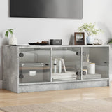 TV Cabinet with Glass Doors Concrete Grey 102x37x42 cm 836409