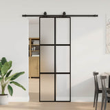 Sliding Door with Hardware Set Black 76x205 cm Tempered Glass 3375820