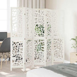 Room Divider 5 Panels White Solid Wood Paulownia 358742