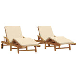 Sun Lounger 2 pcs Solid Acacia Wood Beige 3325178