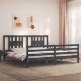 Bed Frame without Mattress Grey 200x200 cm Solid Wood 3194593