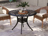 78 cm Round Garden Dining Table with Parasol Hole Antique Cast Aluminium Outdoor Table Only, Bronze T3398P328061