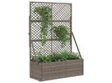 Garden Planter with Trellis Grey 70 x 30 x 135 cm Poly Rattan 42026883