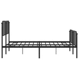 ZNTS Metal Bed Frame with Headboard and Footboard Black 200x200 cm 373912