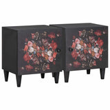 Bedside Cabinet with Door 2 pcs Black 40 x 33 x 46 cm 4018697