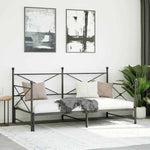 ZNTS Daybed with Trundle without Mattress Black 100x200 cm Steel 4104677