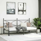 ZNTS Daybed with Trundle without Mattress Black 100x200 cm Steel 4104677