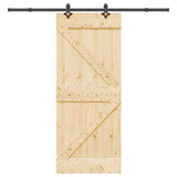 Sliding Door with Hardware Set 85x210 cm Solid Wood Pine 3332635