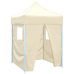 Professional Folding Party Tent with 4 Sidewalls 2x2 m Steel Cream 48882
