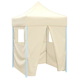Professional Folding Party Tent with 4 Sidewalls 2x2 m Steel Cream 48882